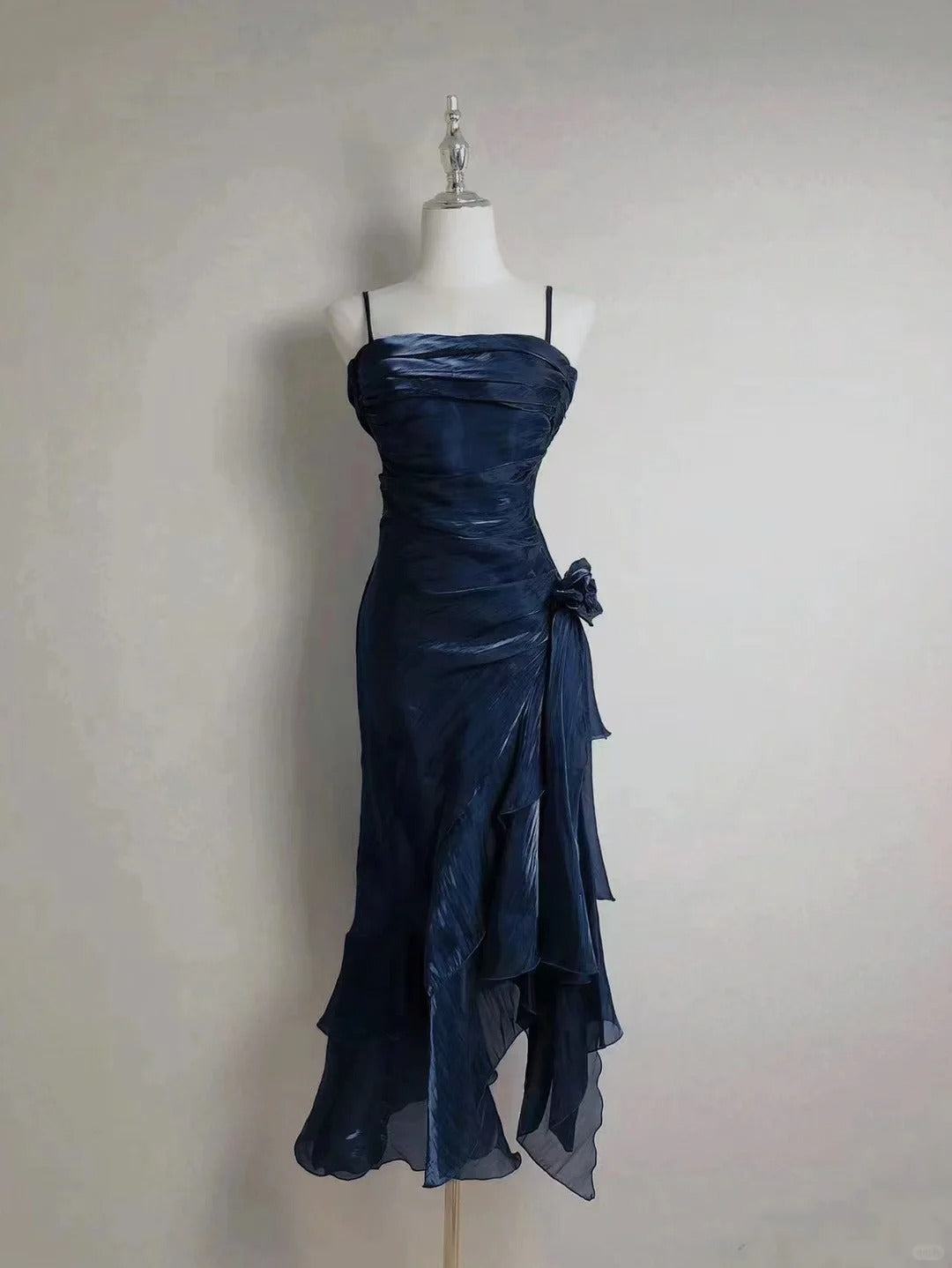 Beautiful Mermaid Spaghetti Strap Ice Blue Irregular Skirt Homecoming Dress P3365