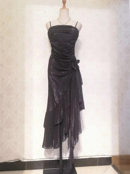 Beautiful Mermaid Spaghetti Strap Ice Blue Irregular Skirt Homecoming Dress P3365