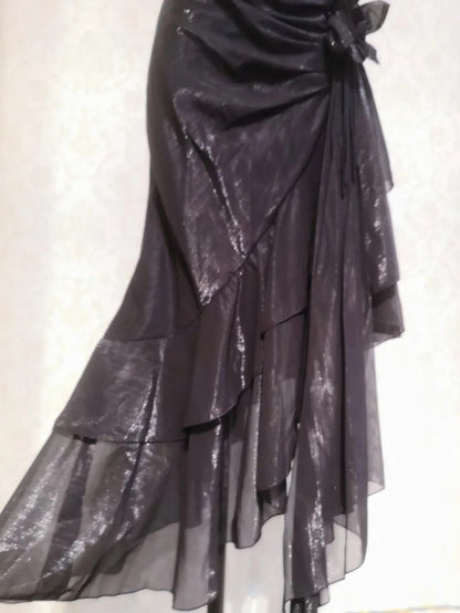 Beautiful Mermaid Spaghetti Strap Ice Blue Irregular Skirt Homecoming Dress P3365