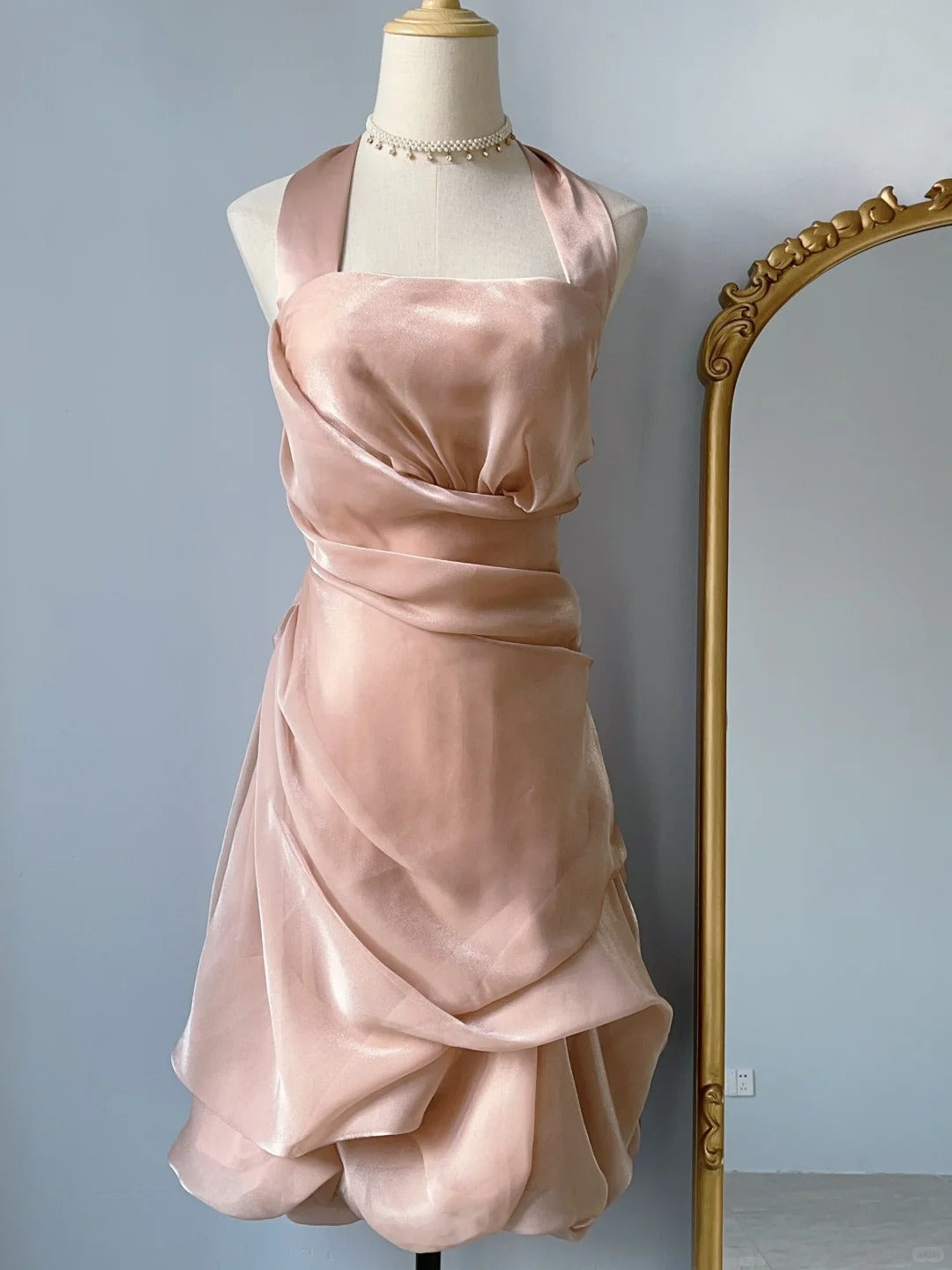 Elegant Halterneck Floral Skirt Homecoming Dress P3368