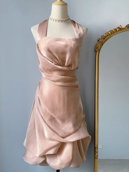 Elegant Halterneck Floral Skirt Homecoming Dress P3368