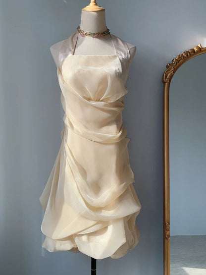 Elegant Halterneck Floral Skirt Homecoming Dress P3368