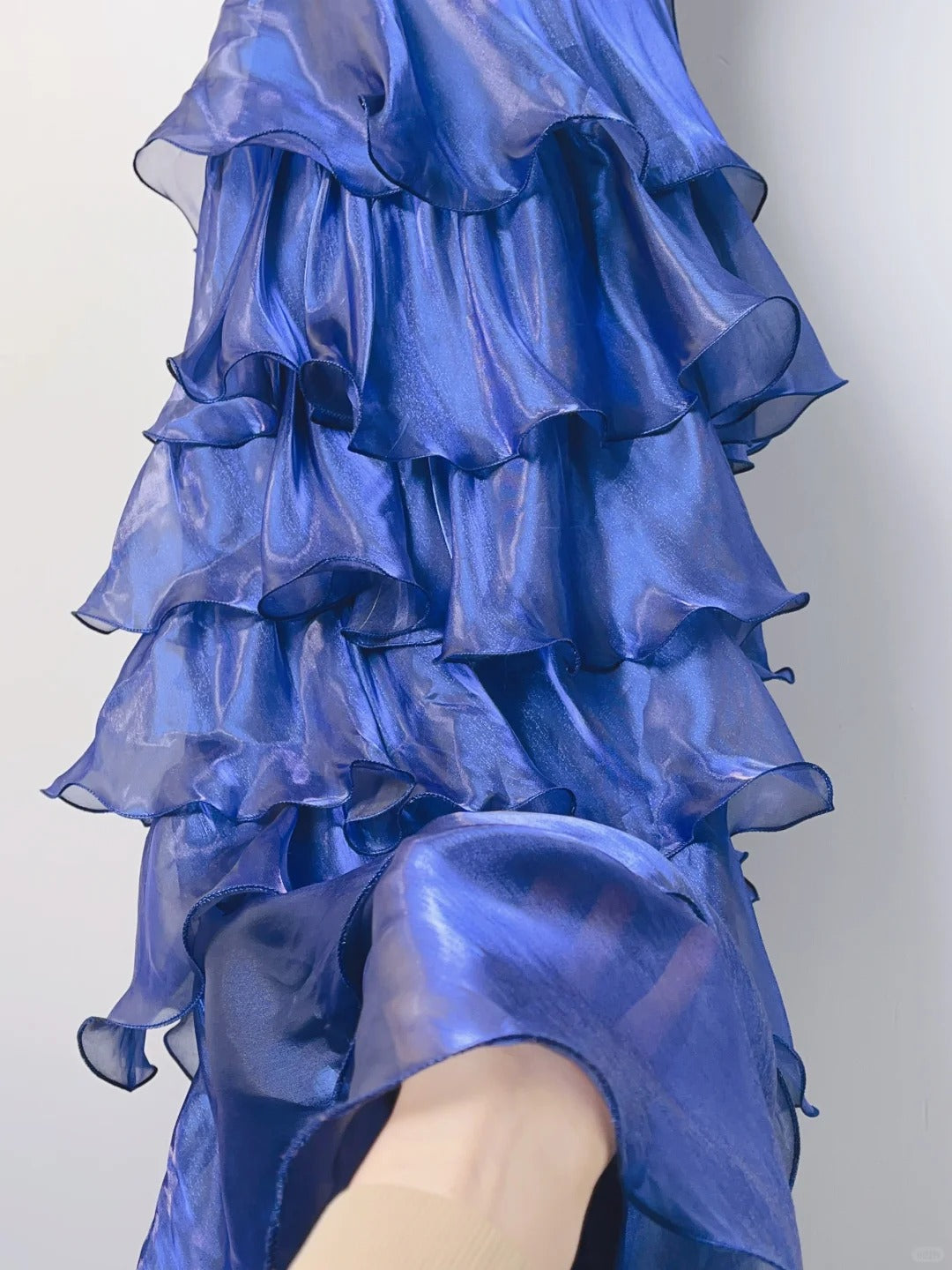 Cute Royal Blue Cake Skirt A-line Long Prom Dress P3375