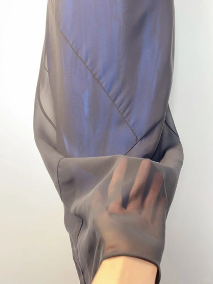 Elegant And Gentle Blue And Black Round Neck Sleeveless Long Prom Dress P3376