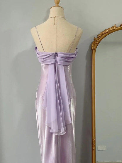 Cute Purple Spaghetti Strap Fit Long Prom Dress P3377