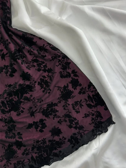 Vintage Purple Black Lace Strap Mini Homecoming Dress P3419