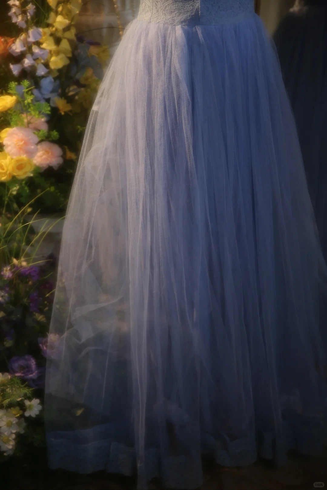 Elegant Blue Sweetheart Neckline Lace Patchwork A-line Floor-length Prom Dress P3432