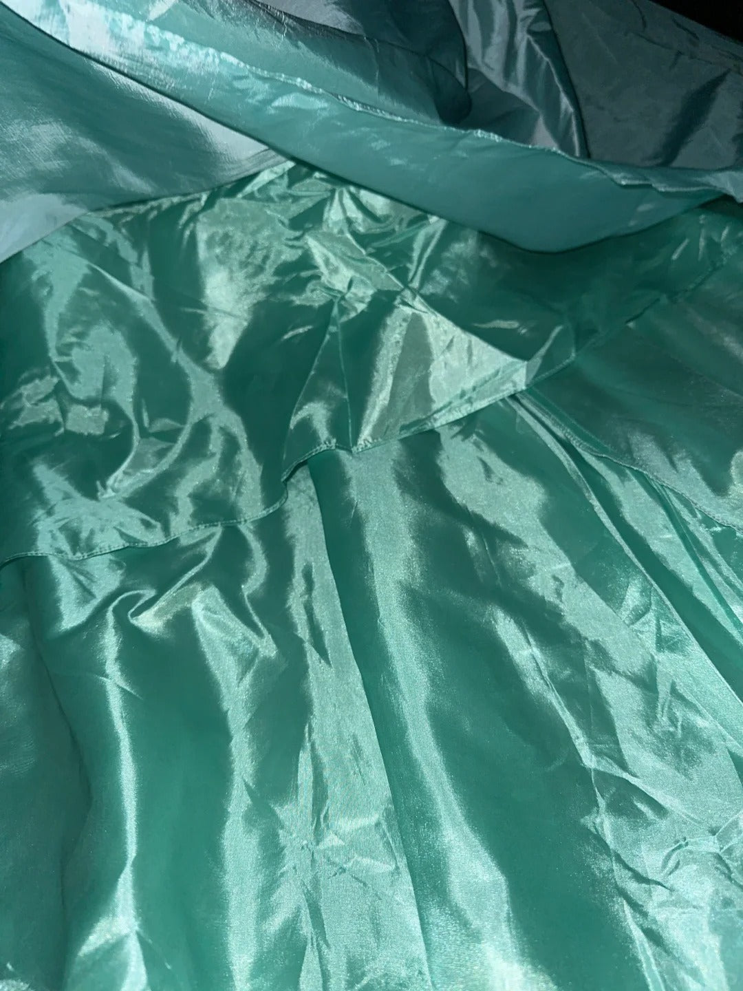 Elegant Mint Green Satin Beaded Strapless Long Prom Dress P3444