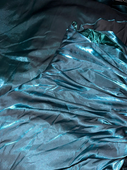 Chic Dark Green Strapless Herringbone Satin Prom Dress P3446