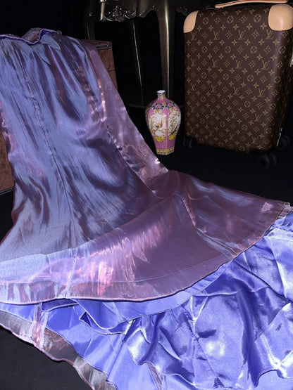 Charming Purple Sequin Spaghetti Strap Satin Long Prom Dress P3452