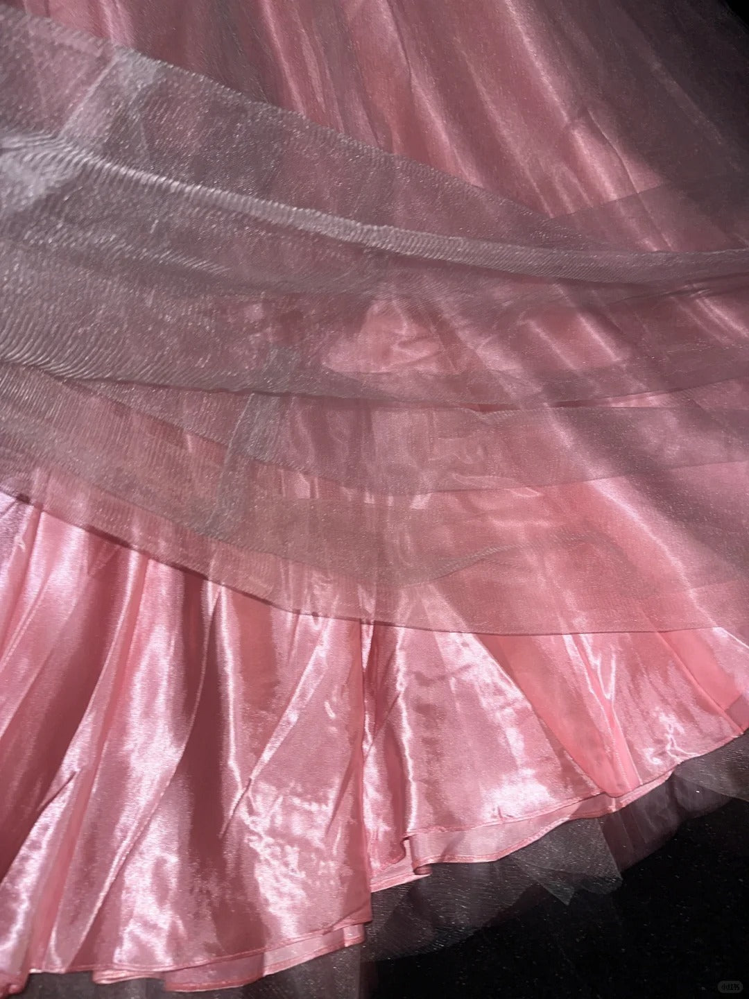Cute Pink Strapless Beaded Tulle Princess Prom Dress P3454