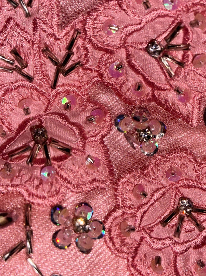 Cute Pink Strapless Beaded Tulle Princess Prom Dress P3454