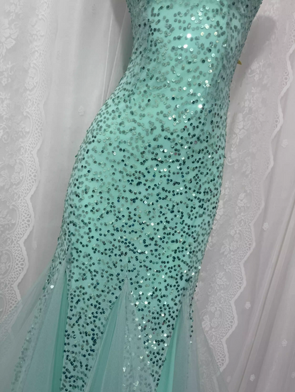 Sexy Sequined Strapless Mesh Mermaid Prom Dress P3460