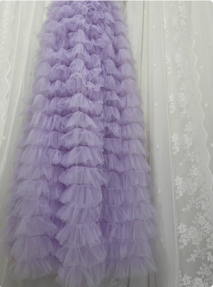 Elegant Purple One Shoulder Sequined Layered Tulle Long Prom Dress P3466