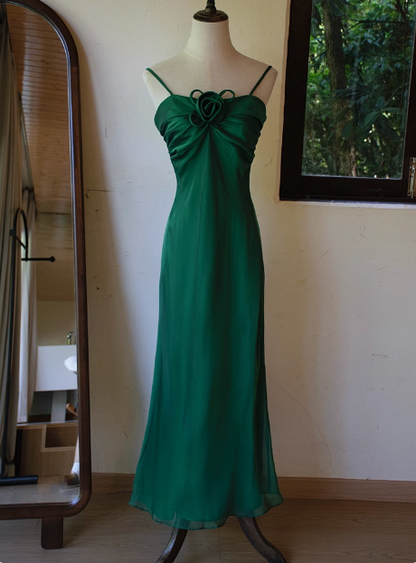 Vintage Dark Green Strapless Slim Fit Elegant Prom Dress P3470