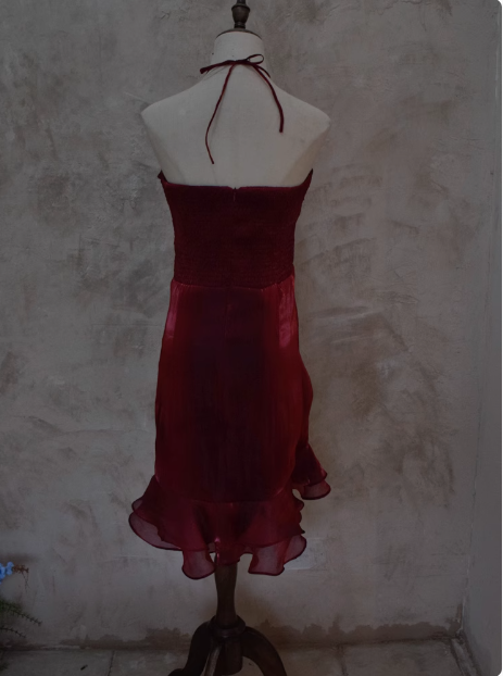 Beautiful Halterneck Off-shoulder Sleeveless Irregular Birthday Party Homecoming Dress P3484