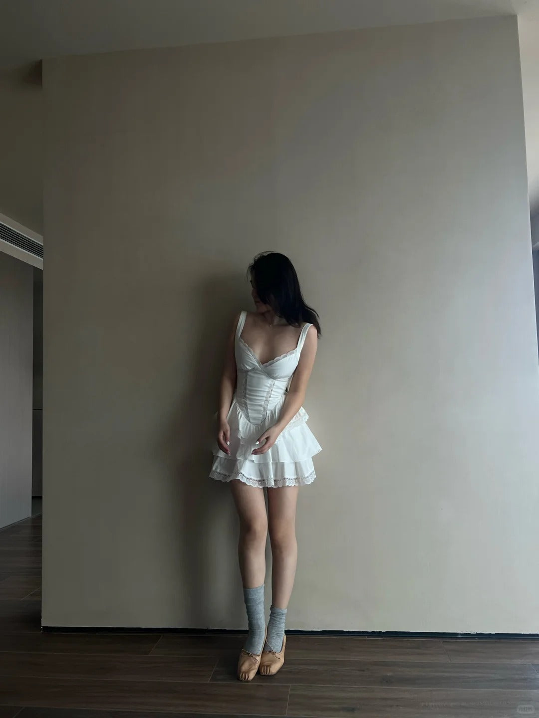 Cute White Strapless V Neck Lace Trim Mini Birthday Party Homecoming Dress P3486