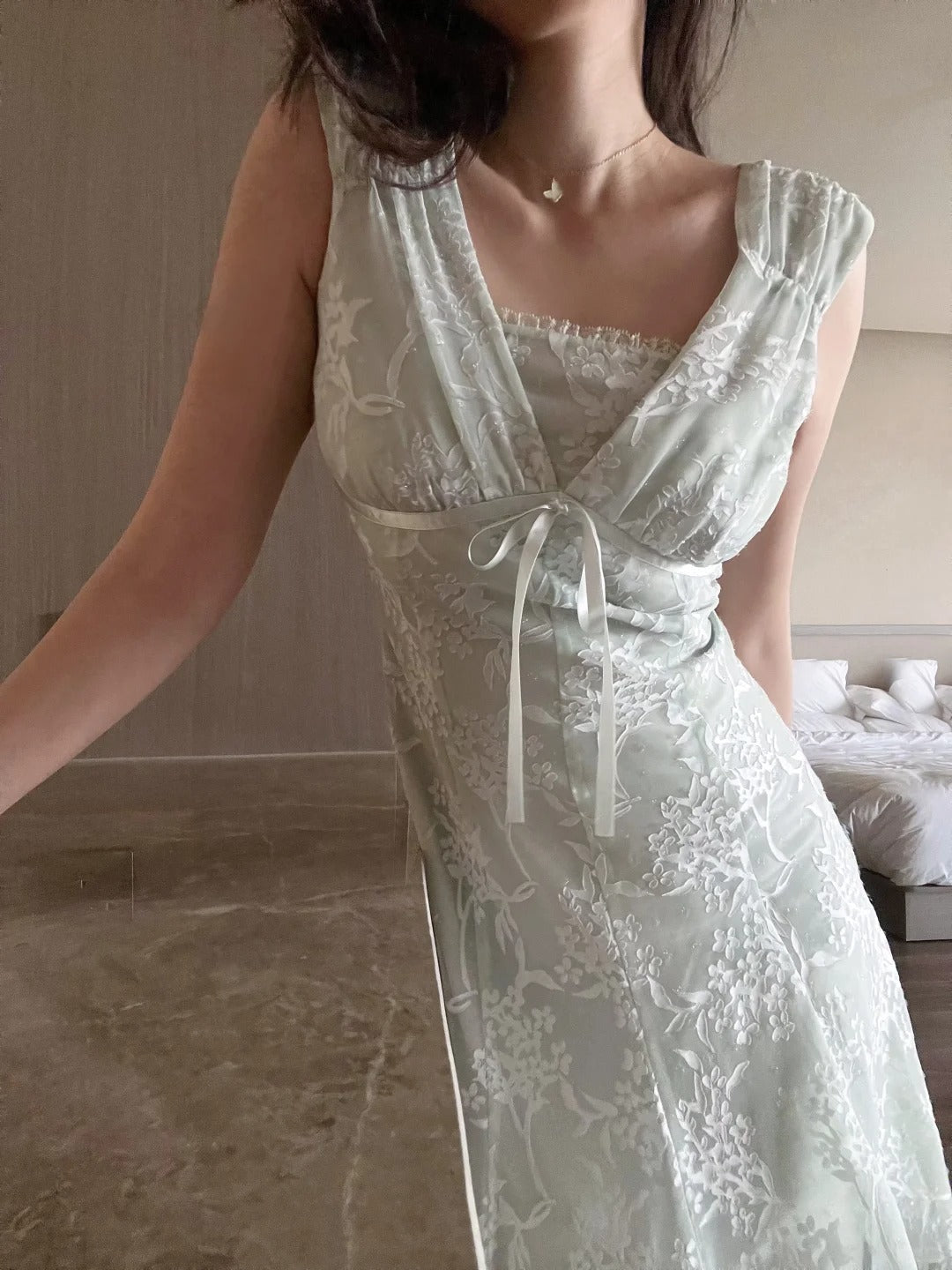 Beautiful Light Green Sleeveless Lace Elegant Birthday Party Homecoming Dress P3487