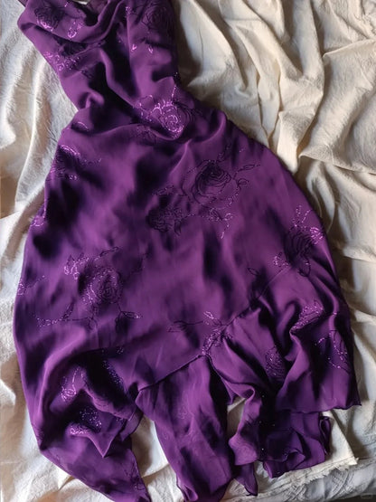 Charming Purple V-Neck Chiffon Prom Dress P3495
