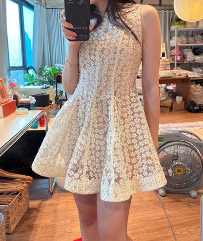 Sweet White Lace Sleeveless Daisy A-Line Mini 16th Birthday Homecoming Dress P3511