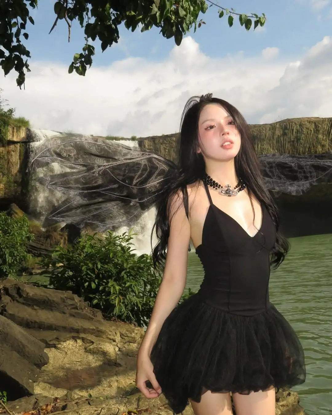 Sexy Black Spaghetti Strap V Neck Puff Mini 20th Birthday Homecoming Dress P3512