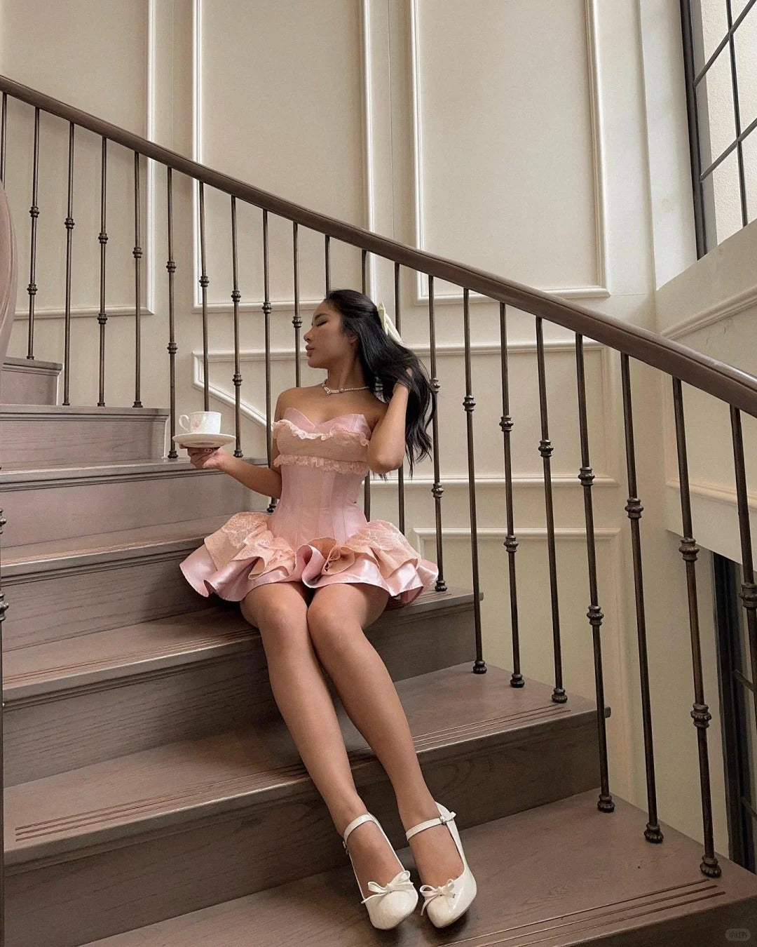 Princess Pink Strapless Sweetheart Neck Satin A-Line 17th Birthday Homecoming Dress P3517