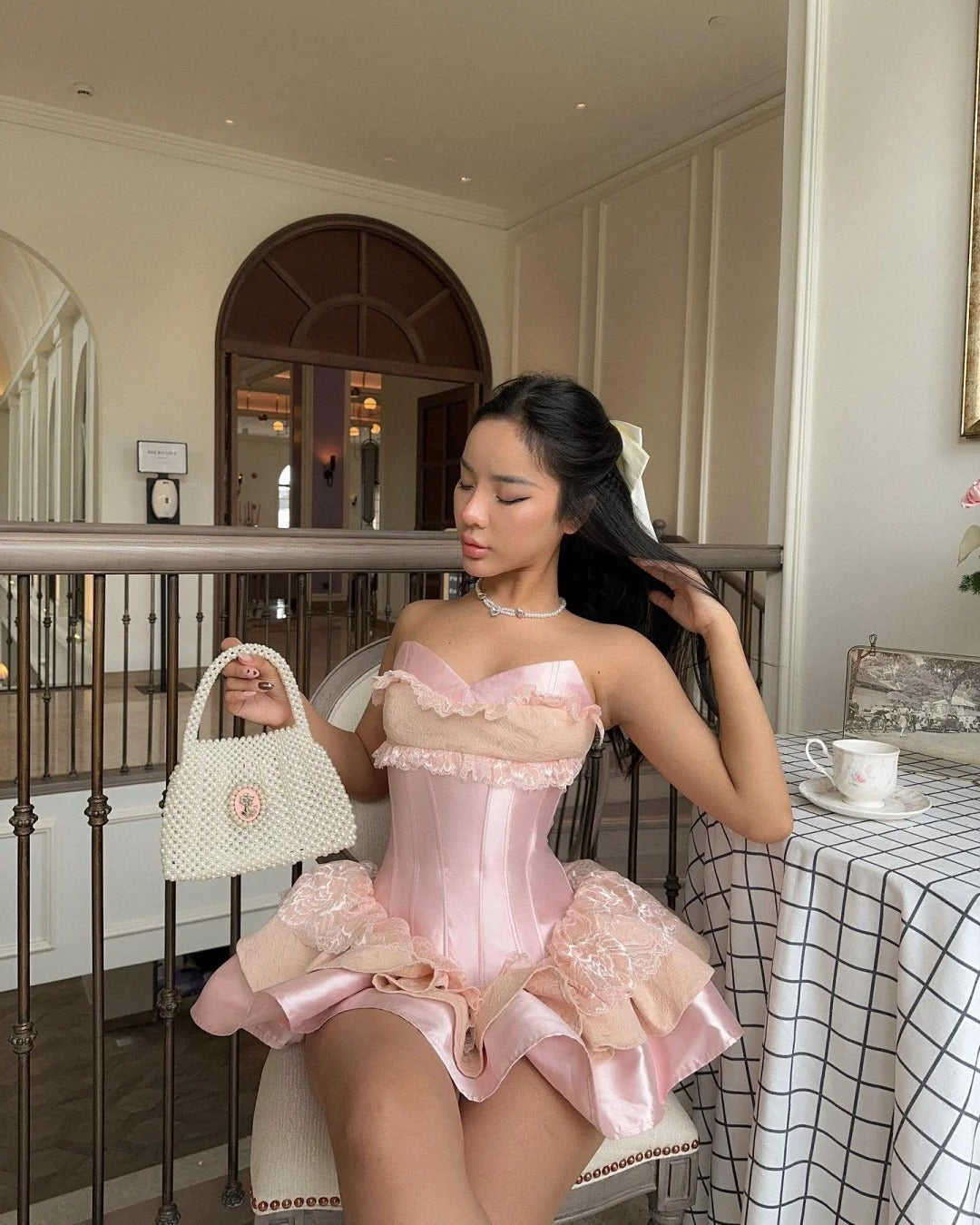 Princess Pink Strapless Sweetheart Neck Satin A-Line 17th Birthday Homecoming Dress P3517