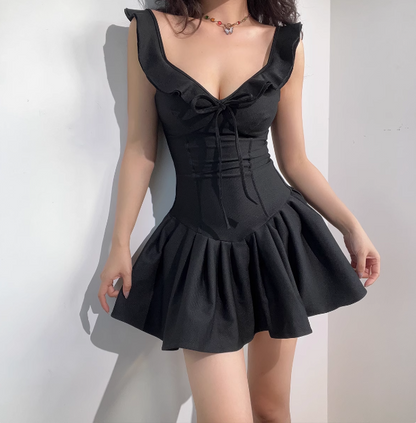 Cute Girl V Neck Ruffle A Line Mini 17th Birthday Homecoming Dress P3531