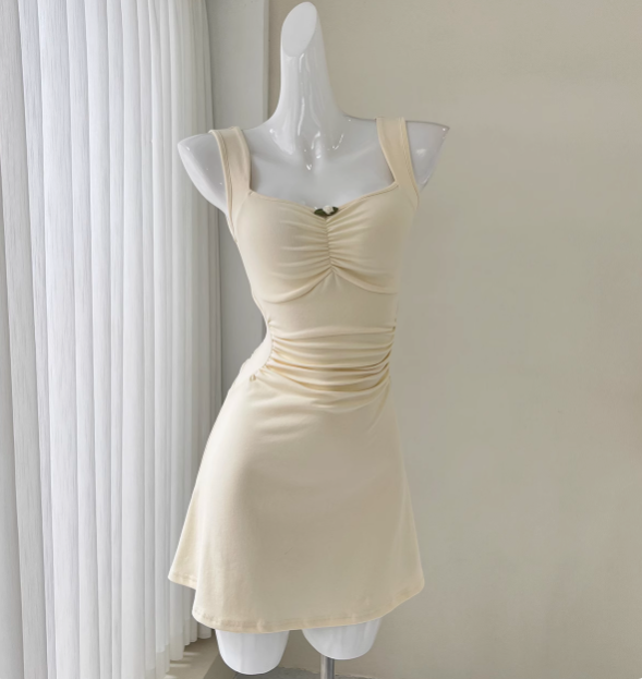 Simple Square Neck Sleeveless Suspenders Slim Fit 17th Birthday Homecoming Dress P3540