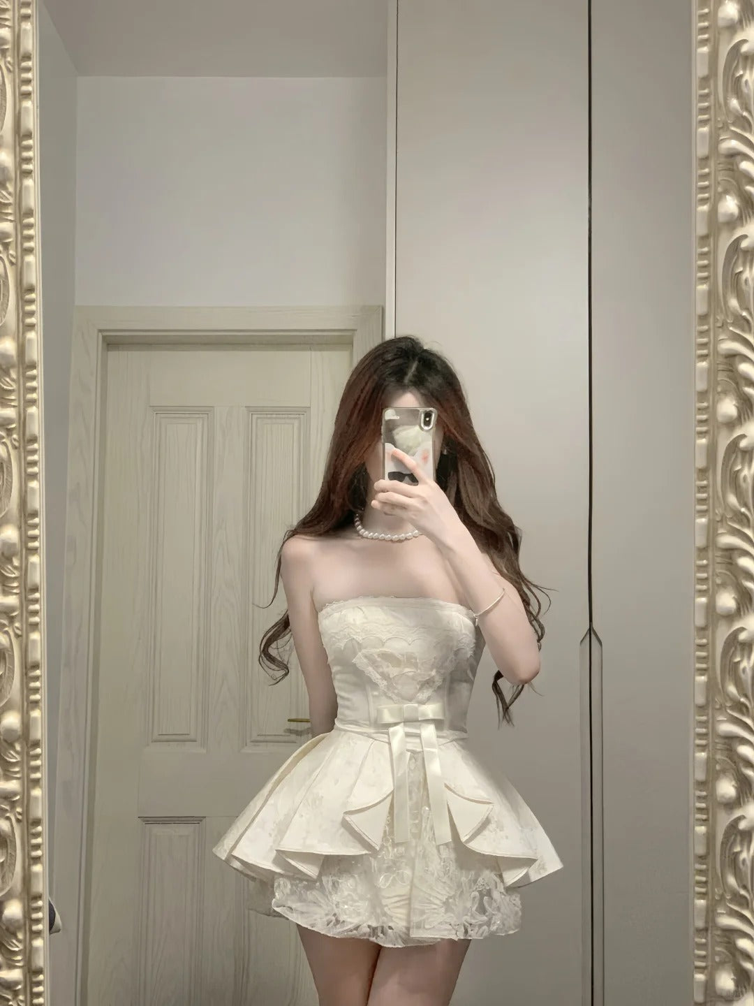 Sweet Tube Top Bow Lace Waist Mini 17th Birthday Homecoming Dress P3567