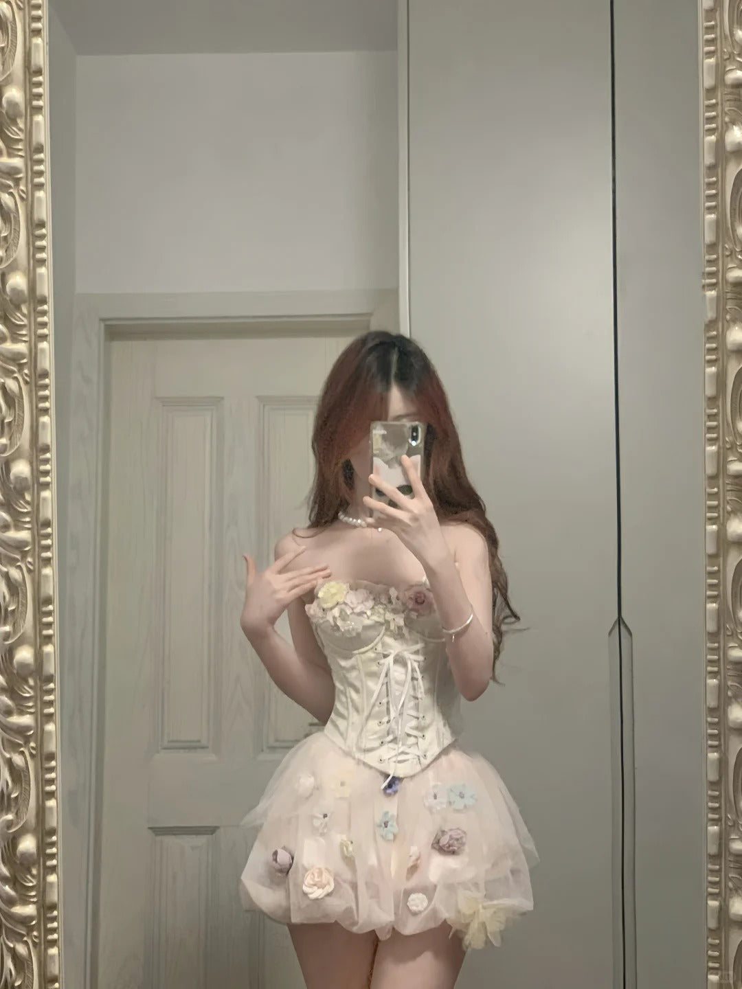 Cute Pink 3D Flower Corset With Bud Skirt 17th Birthday Homecoming Dress P3568