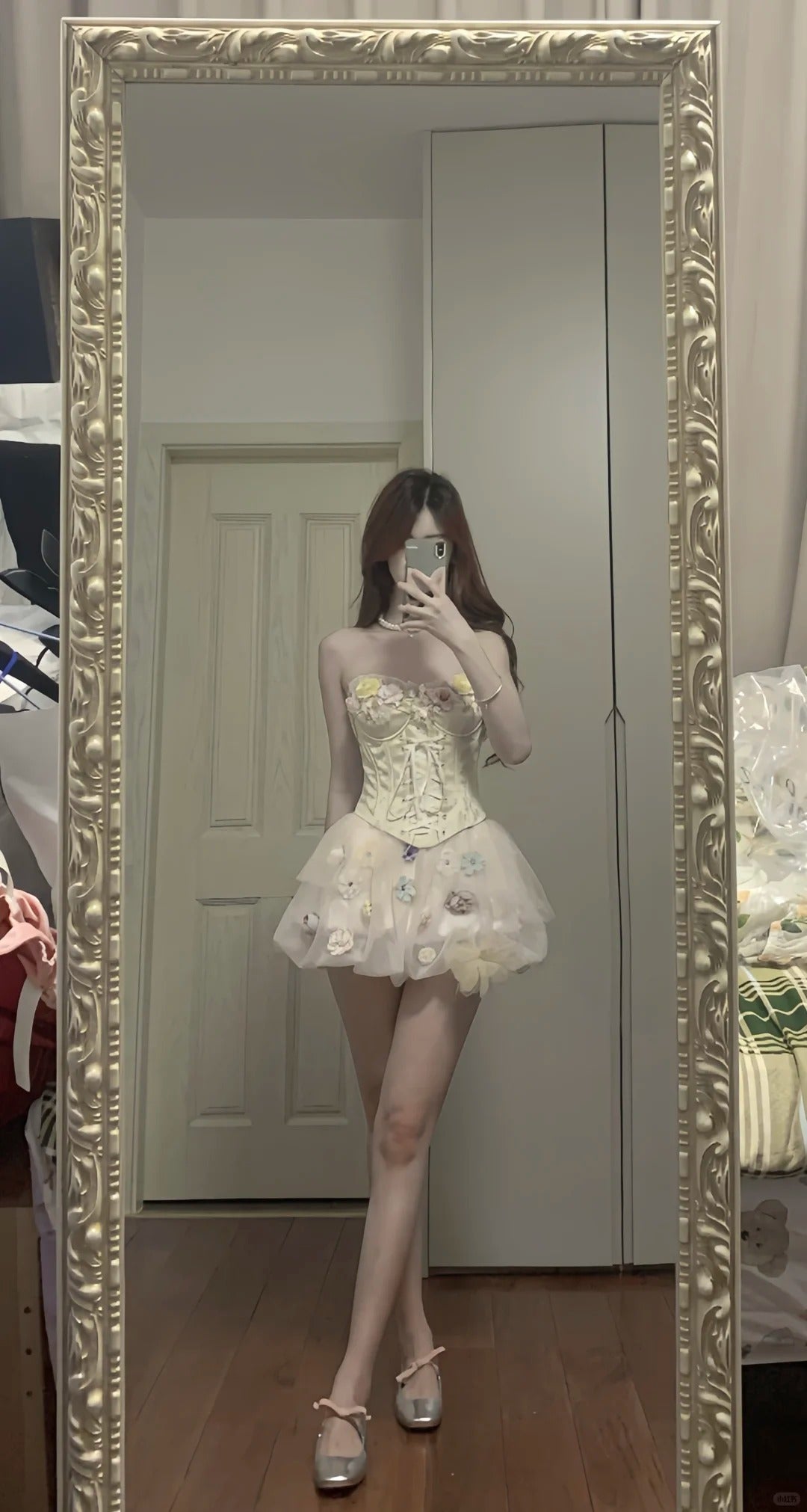 Cute Pink 3D Flower Corset With Bud Skirt 17th Birthday Homecoming Dress P3568