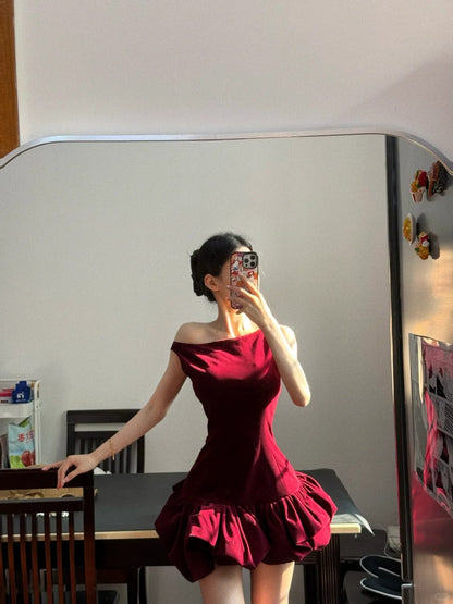 Sexy Red Sleeveless Waisted Flower Bud Skirt 17th Birthday Homecoming Dress P3577