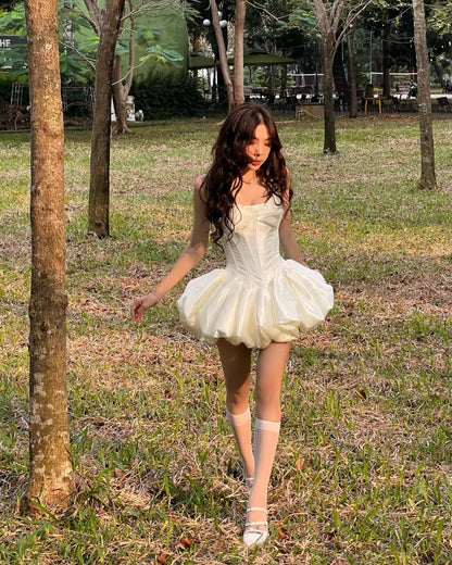 Cute Princess Sling Slim Fishbone Puffy Skirt 17th Birthday Homecoming Dress P3588