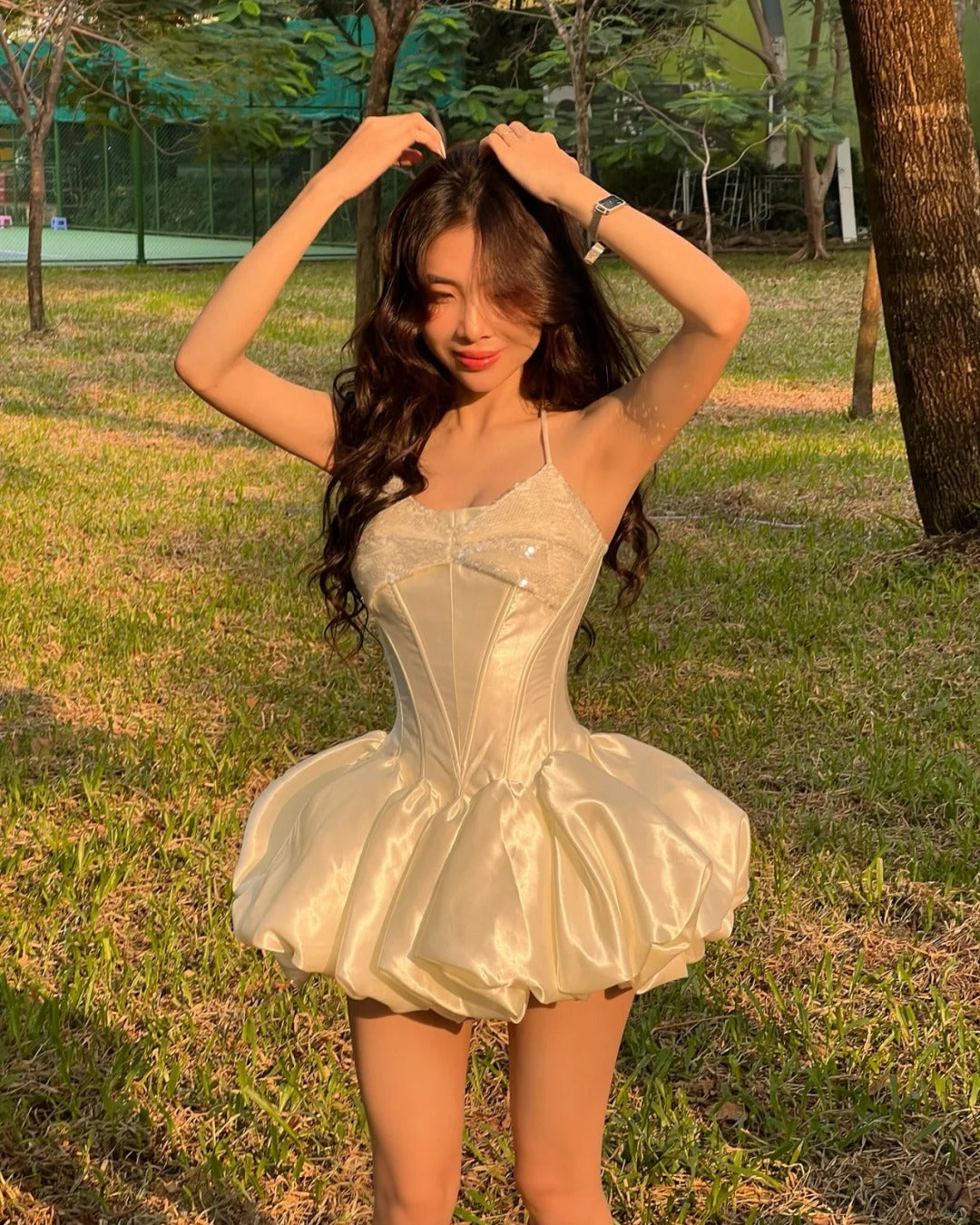 Cute Princess Sling Slim Fishbone Puffy Skirt 17th Birthday Homecoming Dress P3588