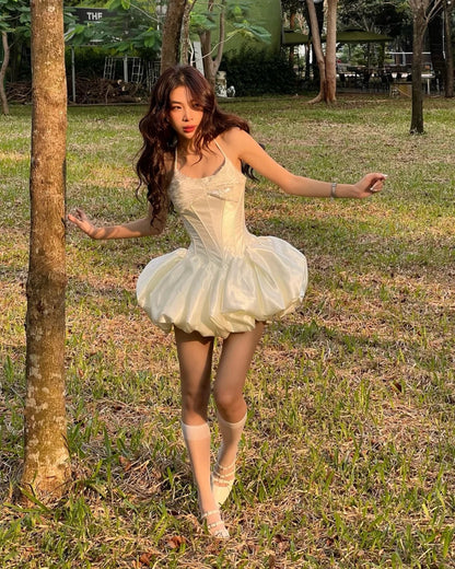 Cute Princess Sling Slim Fishbone Puffy Skirt 17th Birthday Homecoming Dress P3588