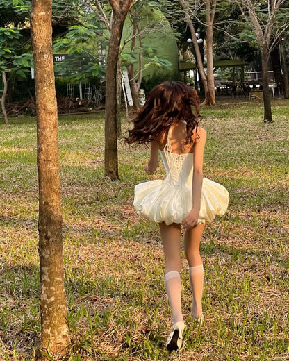 Cute Princess Sling Slim Fishbone Puffy Skirt 17th Birthday Homecoming Dress P3588