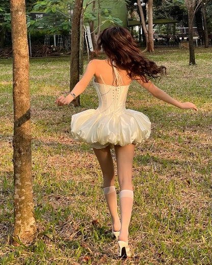 Cute Princess Sling Slim Fishbone Puffy Skirt 17th Birthday Homecoming Dress P3588