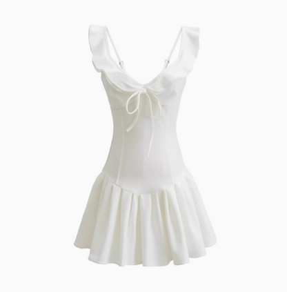 Pure Desire Girl V-neck Slim-fitting Lace-up Bow Waist A-line 17th Birthday Homecoming Dress P3590