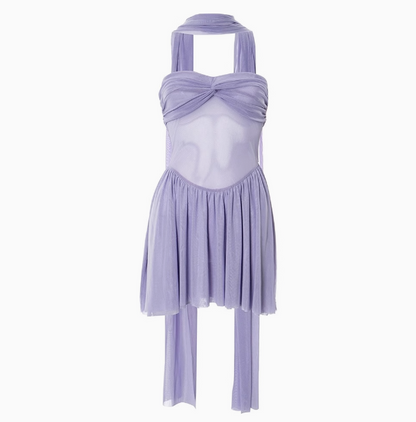 French Purple Sleeveless Backless Gathered Ribbon A-line 17th Birthday Omecoming Dress P3608
