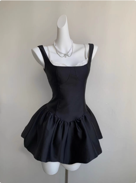 Cute Lace Stitching Suspenders Waist 17th Birthday Homecoming Dress P3613