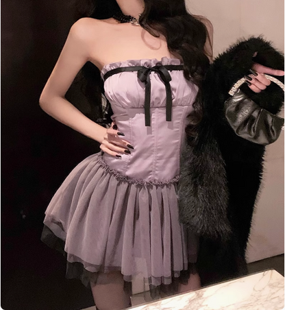 Cute Purple Satin Tulle 17th Birthday Homecoming Dress P3618