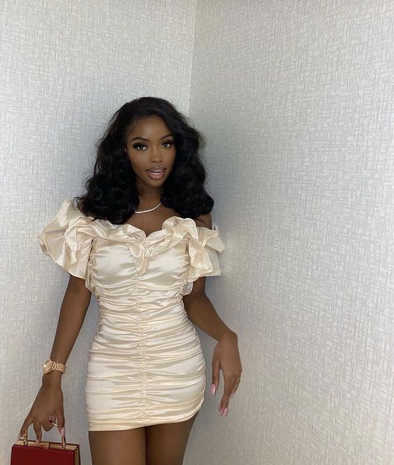 Elegant One Shoulder Satin Pleated Tight Hip 17th Birthday Homecoming Dress P3629