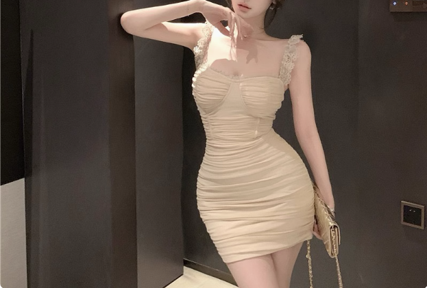 Sexy Slim Fit Lace Strap Hip Homecoming Dress P3659