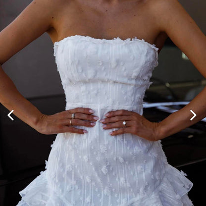 Cute White Tube Top Irregular Skirt Birthday Dress Homecoming Dress P3667