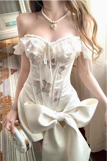 Designer Bow Herringbone Tube Top Satin 17th Birthday Homecoming Dress P3680