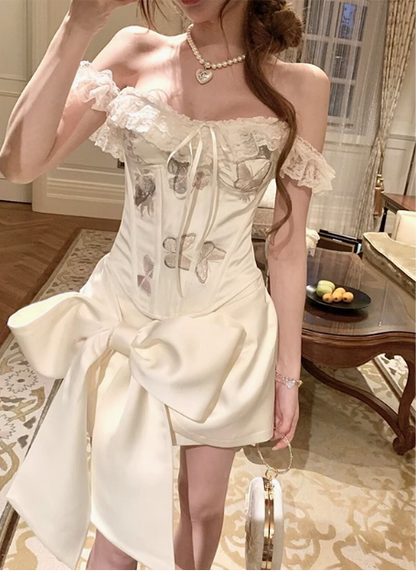 Designer Bow Herringbone Tube Top Satin 17th Birthday Homecoming Dress P3680
