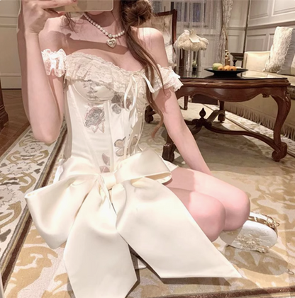 Designer Bow Herringbone Tube Top Satin 17th Birthday Homecoming Dress P3680