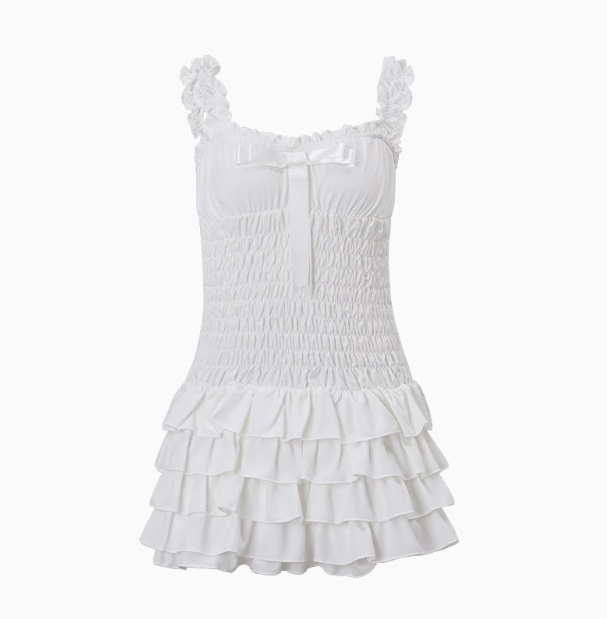 Cute Ruffled Bow Strappy Mini 17th Birthday Homecoming Dress P3691