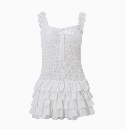 Cute Ruffled Bow Strappy Mini 17th Birthday Homecoming Dress P3691
